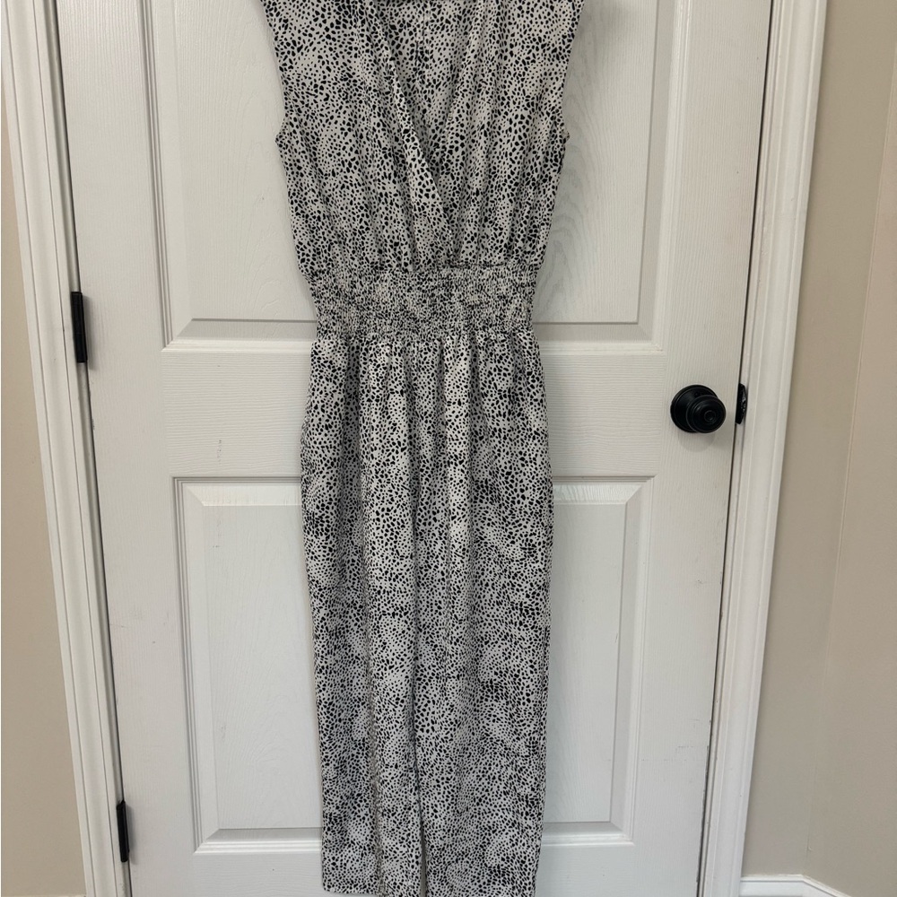 Entro Black and White Patterned Jumpsuit